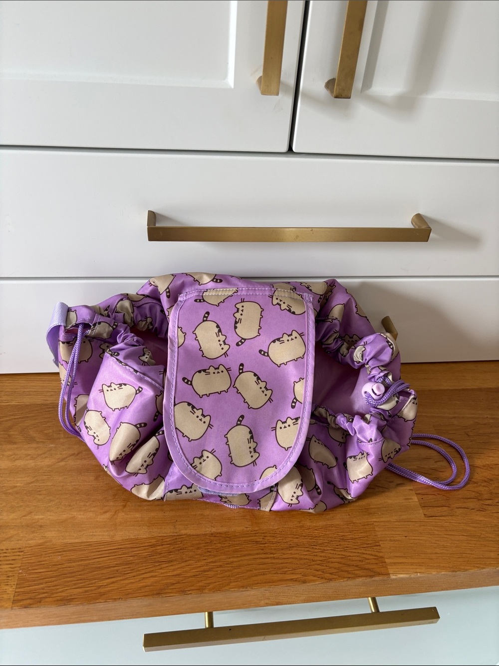 Plum Purple Pusheen Drawstring Makeup Bag